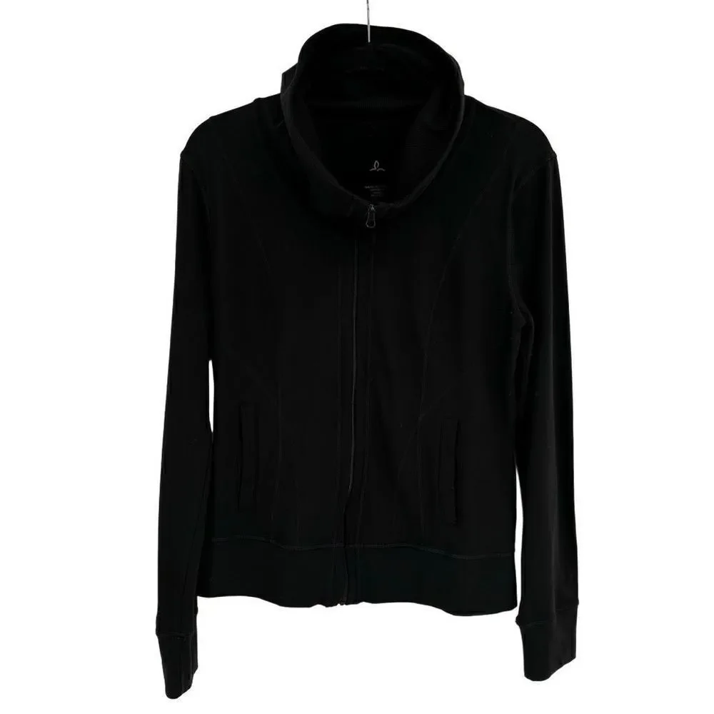 Prana Full Zip‎ High Neck Athletic Jacket Black Large